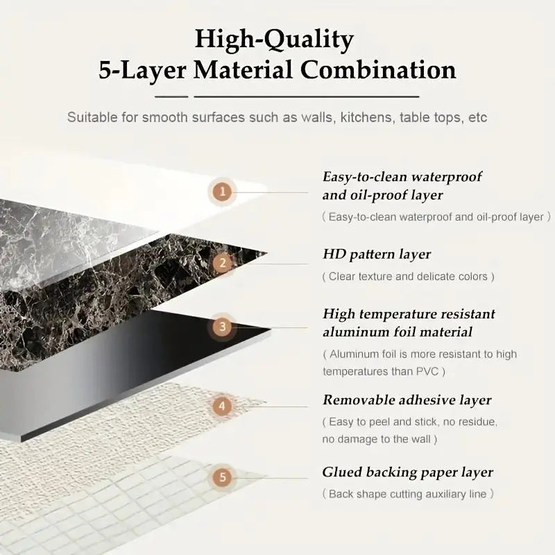 Marble Pattern Wallpaper, Decorative Wallpaper, Self-Adhesive Waterproof & Oil-Proof Wall Sticker, Marble Backsplash Wall Decal for Kitchen, Living Room & Bedroom, Kitchen Wallpaper Peel and Stick