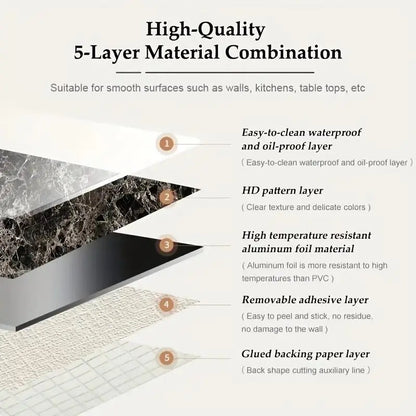 Marble Pattern Wallpaper, Decorative Wallpaper, Self-Adhesive Waterproof & Oil-Proof Wall Sticker, Marble Backsplash Wall Decal for Kitchen, Living Room & Bedroom, Kitchen Wallpaper Peel and Stick