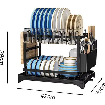 Black 2-Tier Kitchen Dish Drying Rack Organize Your Dishes Instyle
