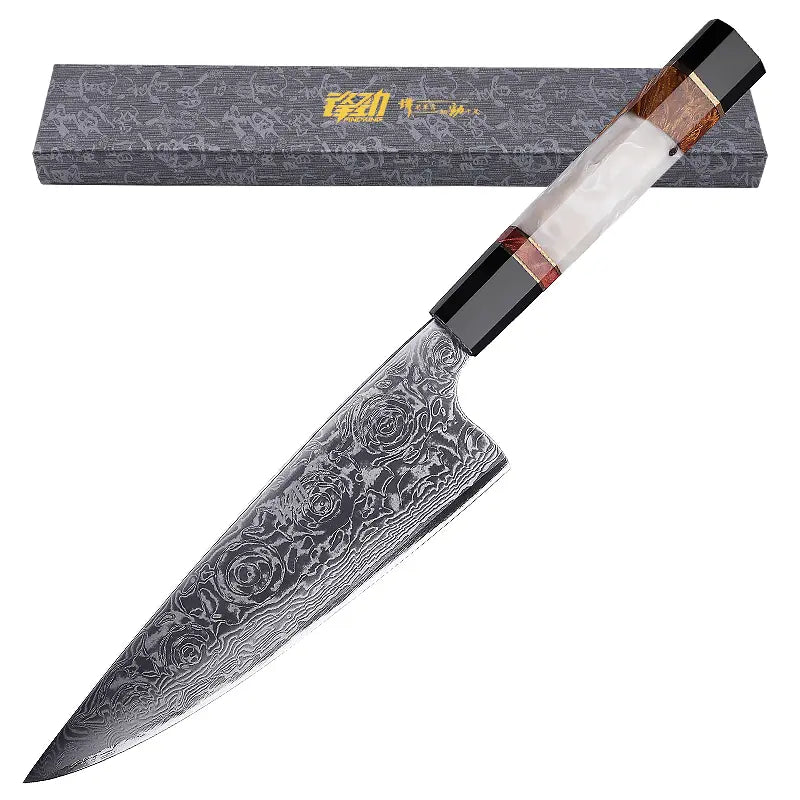 Damascus Kitchen Chef Knife with AUS-10 Blade | Professional High Carbon Stainless Steel for Meat, Sushi, & Fruit Cutting | Includes Gift Box FINDKING 8 Inch Gyuto Knife,