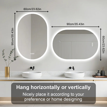 Oval Illuminated Bathroom Vanity Mirror with Bluetooth Speaker Backlit Makeup Mirror