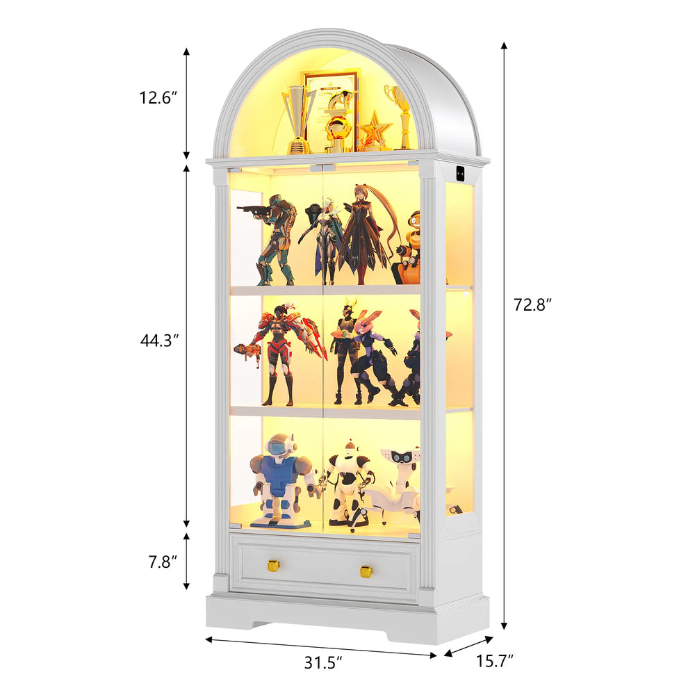 MIU Farmhouse Display Cabinet with Doors,Drawer & Adjustable Shelves, 71” Tall Bookshelf Modern China Storage Kitchen Pantry for Living Room,Office