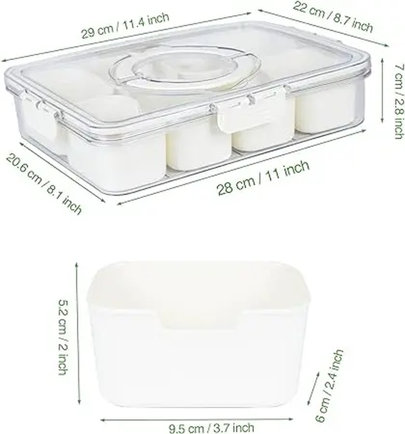 Divided Serving Tray with Lid and Handle, Shopwithgreen Portable Snackle Box Charcuterie Container for Party, Veggies, Snack, Fruit, Nuts Kitchen Jewelry Organizer