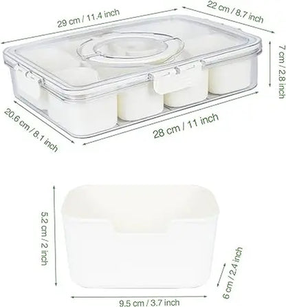 Divided Serving Tray with Lid and Handle, Shopwithgreen Portable Snackle Box Charcuterie Container for Party, Veggies, Snack, Fruit, Nuts Kitchen Jewelry Organizer