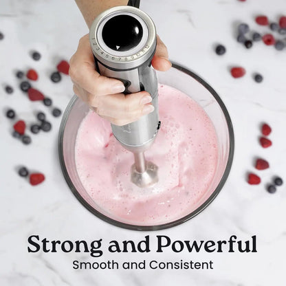 3-In-1 Immersion Blender Handheld - Powerful 800 Watt 12 Speed Emulsion Mixer Stainless Steel Anti Rust  Blending, Crushing, and Pureeing