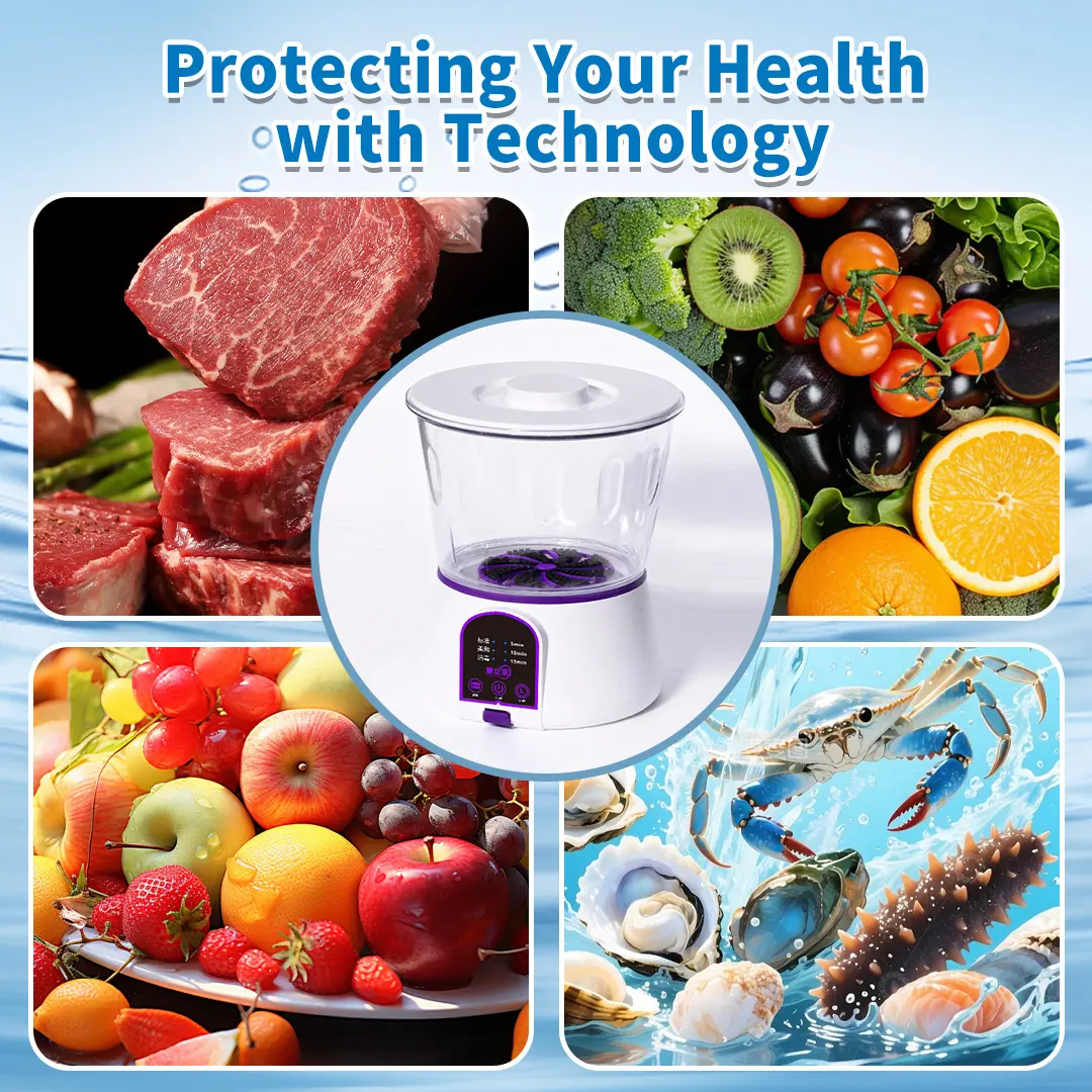 Wireless Fruit & Vegetable Cleaner Usb-Powered IPX7 Waterproof Detergent-Free Physical Cleaning Device for Home Use with 4400Mah Battery and CONLILAI KLL-9A  Multi-Scenario Adaptation Summervibes