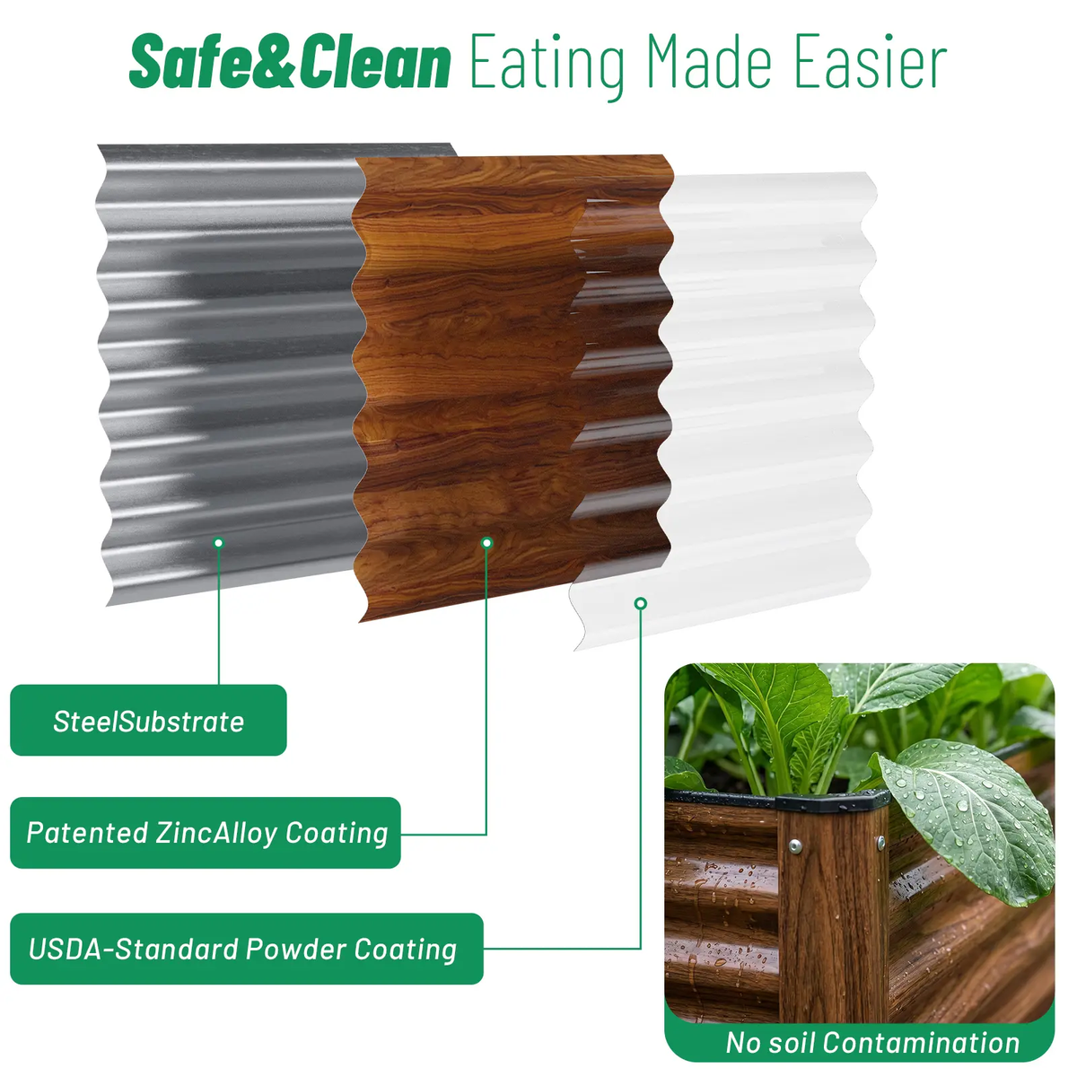 Raised Garden Bed 6X3X2 Ft Snugniture Module Metal Planter Box for Planting Plants Vegetables
