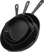Cast Iron Pan Set - 3 Piece Pre-Seasoned Skillet, Grill Pan, and Fry Pans for Grilling, Frying, and Sautéing - Cookware, Oil round Frying Pan