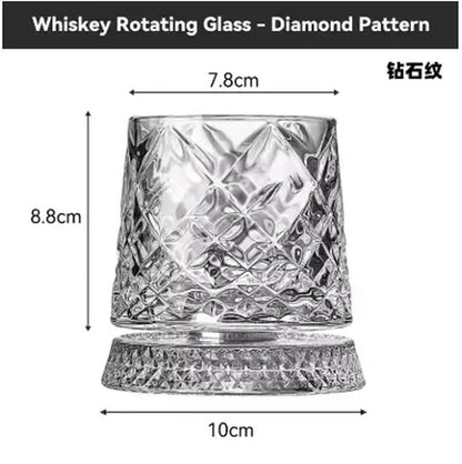 Rotating Whiskey Glass Crystal Whiskey & Rum Glass for Cocktail Parties 360° Rotating Base Premium Crystal Elegant Modern Design Comfortable Grip Stable Spin Versatile Drinkware