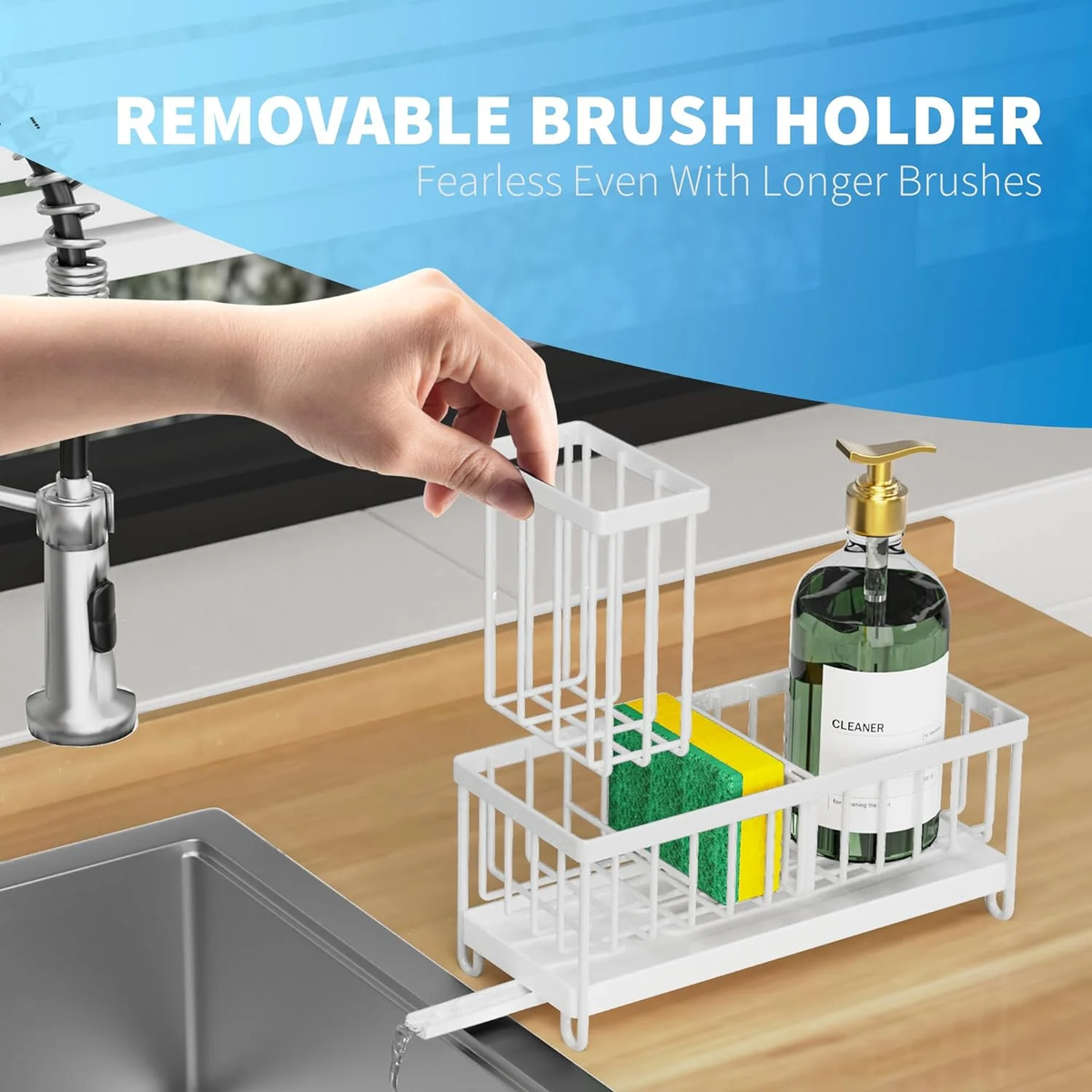 Sink Caddy,White Rust-Resistant Kitchen Organizer,Sponge Holder for Kitchen Sink Dasaka 