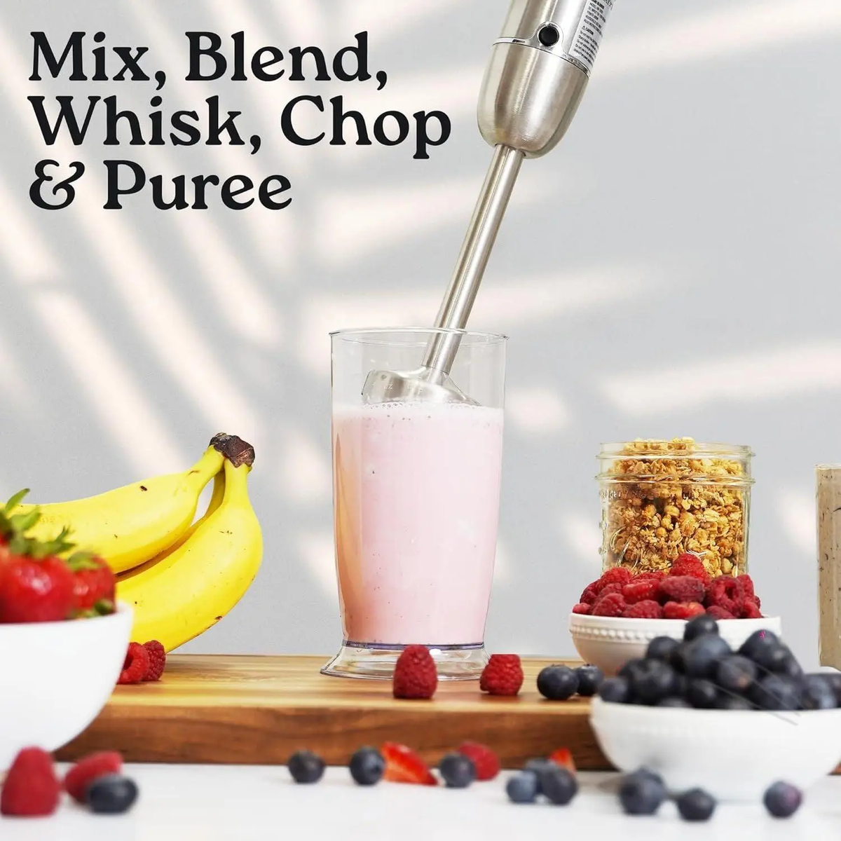 3-In-1 Immersion Blender Handheld - Powerful 800 Watt 12 Speed Emulsion Mixer Stainless Steel Anti Rust  Blending, Crushing, and Pureeing