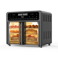 Dual Zone Air Fryer Oven, Durable Steel French Glass Door 25.4QT 16-In-1 Cooker with LED Screen & Dual-Fan 360° Heat Circulation