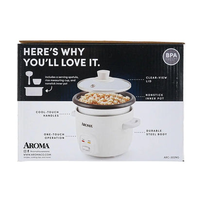 Smart Insulated Rice Cooker Mini Rice Cooker AROMA 4-Cup Cooked Rice White, Cream, or Pink Approx. 1L ARC-302NG