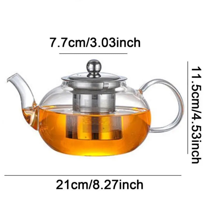 1000 Ml Glass Teapot with Infuser Stovetop Safe, Heat-Resistant Borosilicate Tea Pot with Infusers for Loose Tea, Microwave & Dishwasher Safe, Glass Tea Kettle